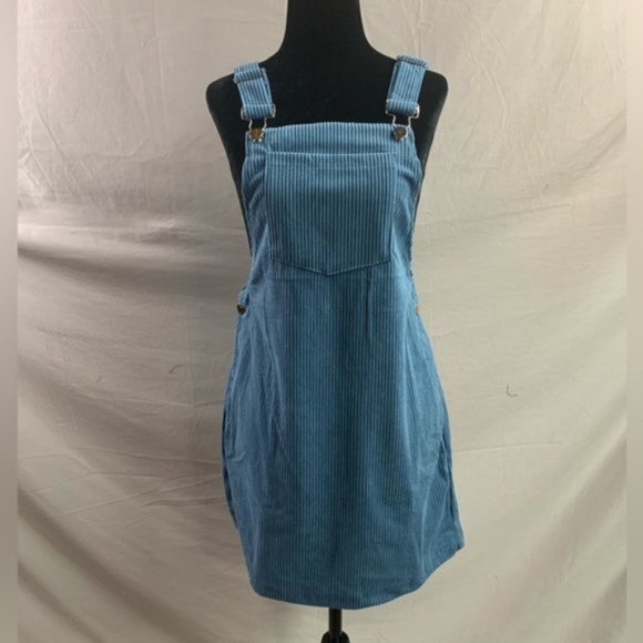 Pocket Patched Corduroy Overall Dress Blue - Picture 6 of 7